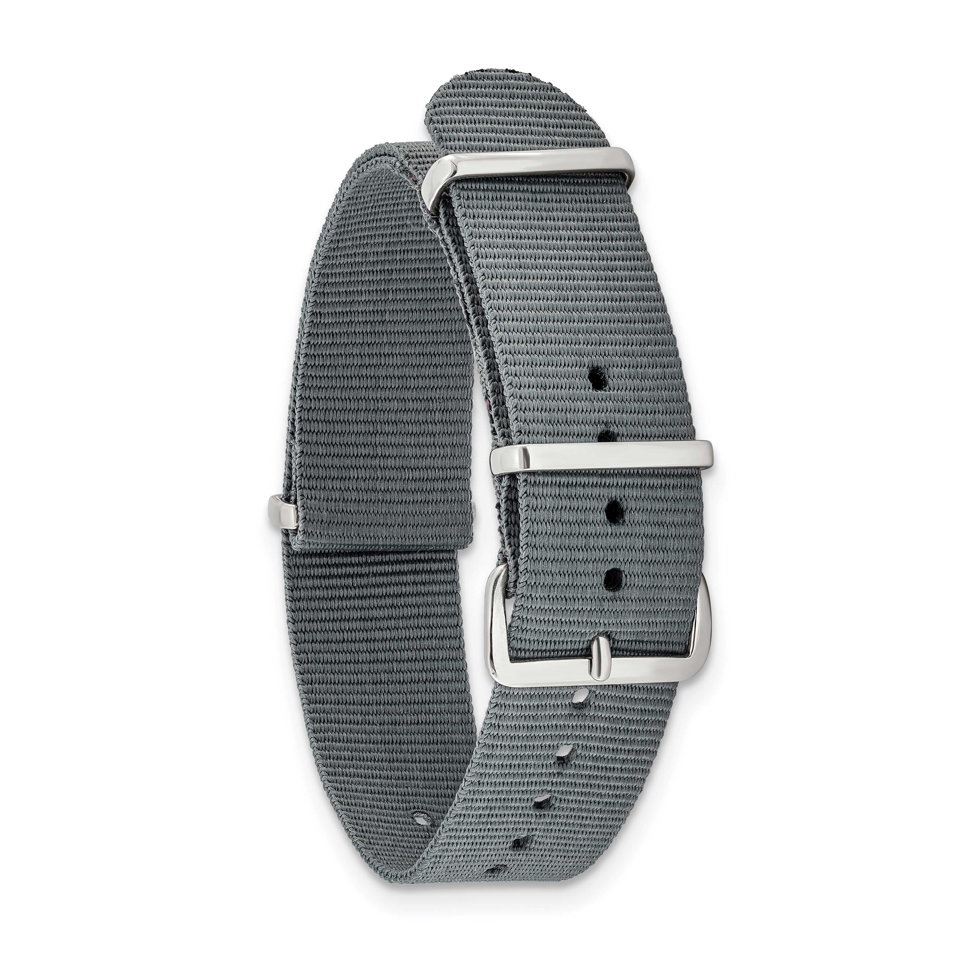 DeBeer 16mm One-Piece Grey Military Ballistic G10 Nylon with Silver-tone Buckle 10.75 - Sophia Jewelers