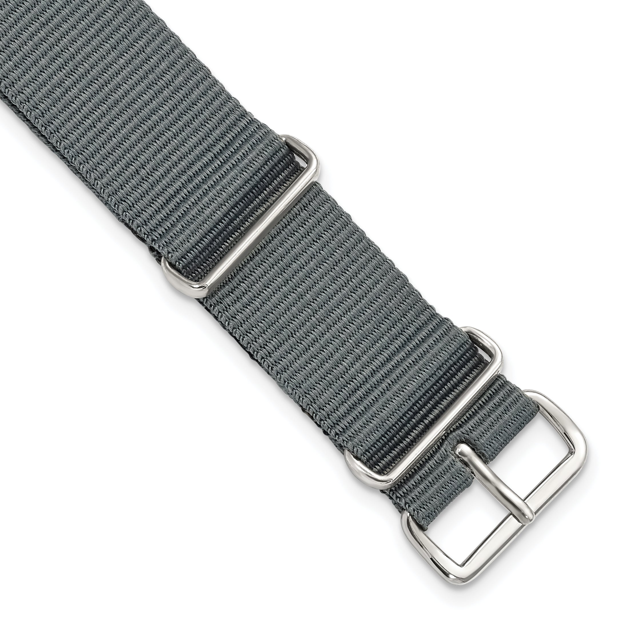 DeBeer 16mm One-Piece Grey Military Ballistic G10 Nylon with Silver-tone Buckle 10.75 - Sophia Jewelers