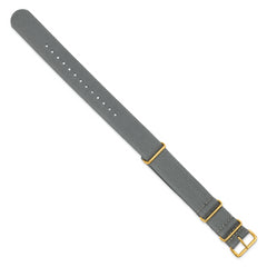 18mm One-Piece Grey Military Ballistic G10 Nylon with Gold-tone Buckle 10.75 inch Watch Band
