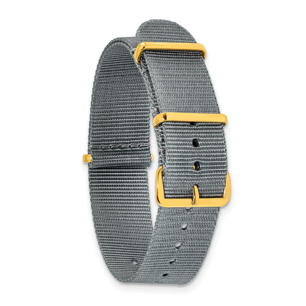 DeBeer 22mm One-Piece Grey Military Ballistic G10 Nylon with Gold-tone Buckle 10.75 - Sophia Jewelers