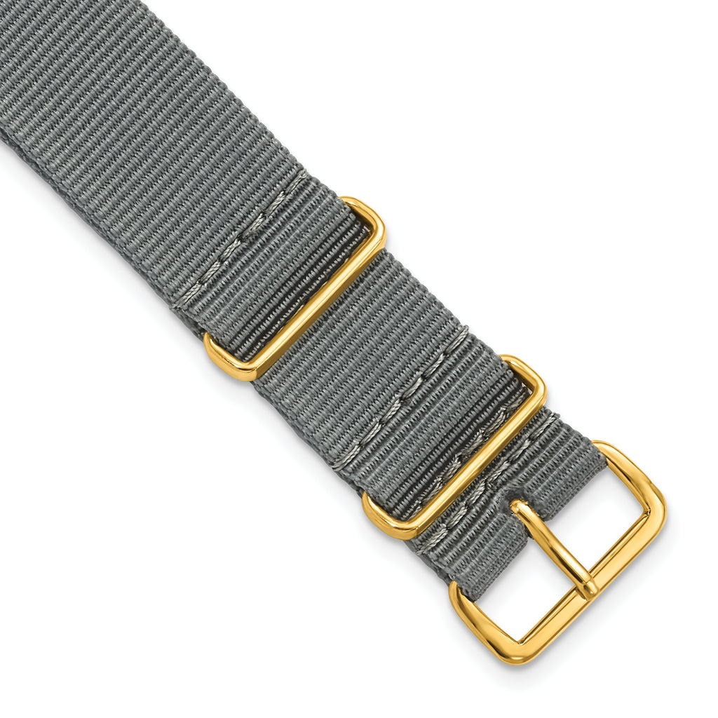 Grey Nylon Watch Band with Gold-Tone Buckle