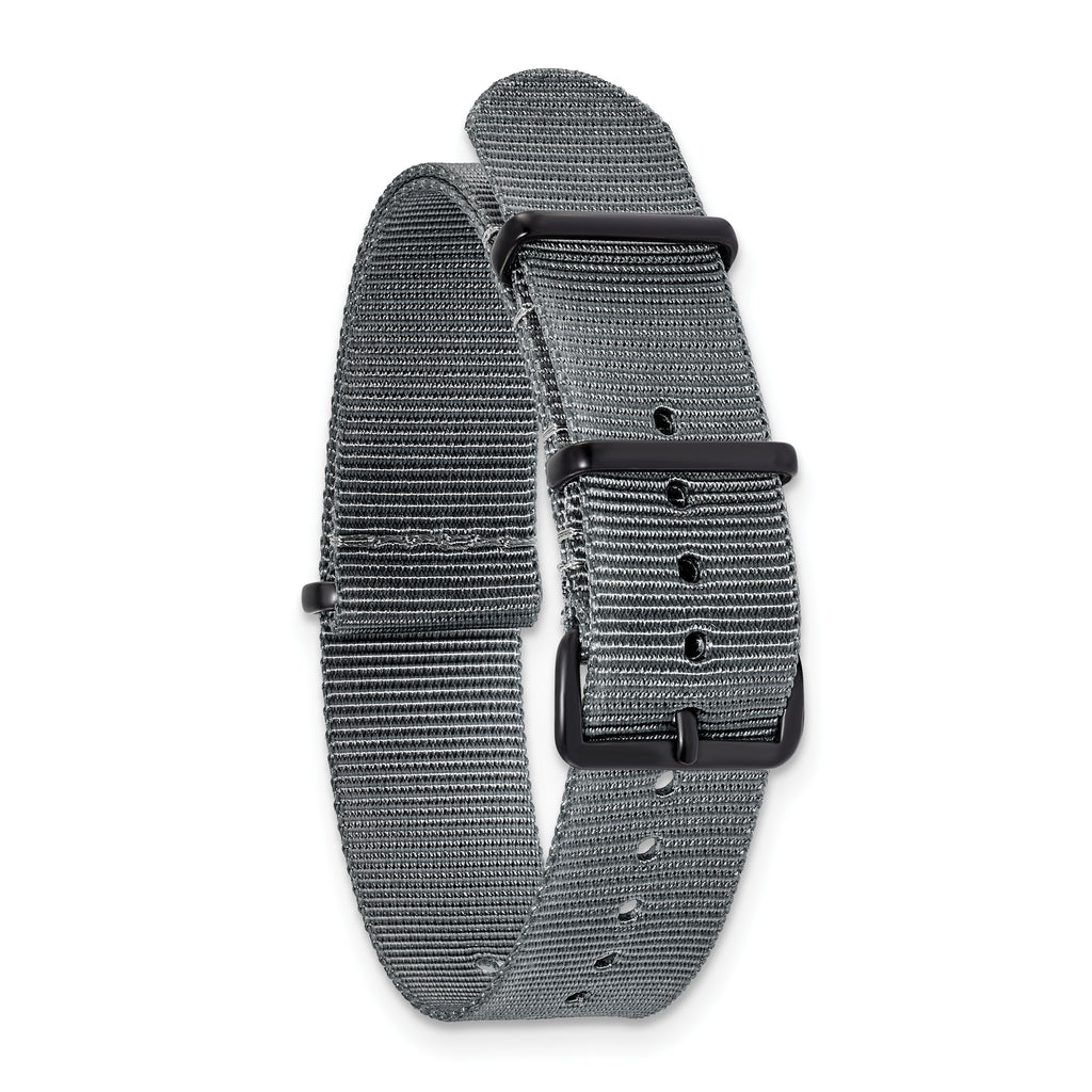 DeBeer 22mm One-Piece Grey Military Ballistic G10 Nylon with Black PVD-plated Buckle 10.75 - Sophia Jewelers