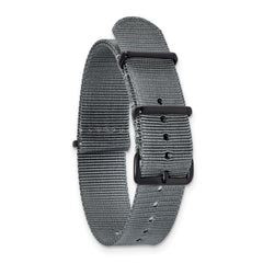 18mm One-Piece Grey Military Ballistic G10 Nylon with Black PVD-plated Buckle 10.75 inch Watch Band