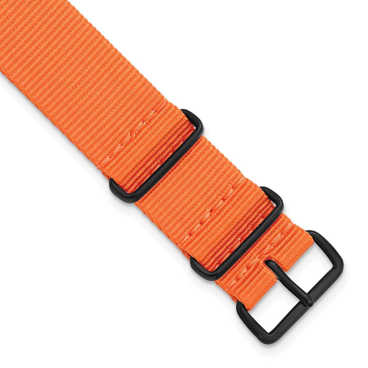 18mm One-Piece Orange Military Ballistic G10 Nylon with Black PVD-plated Buckle 10.75 inch Watch Band