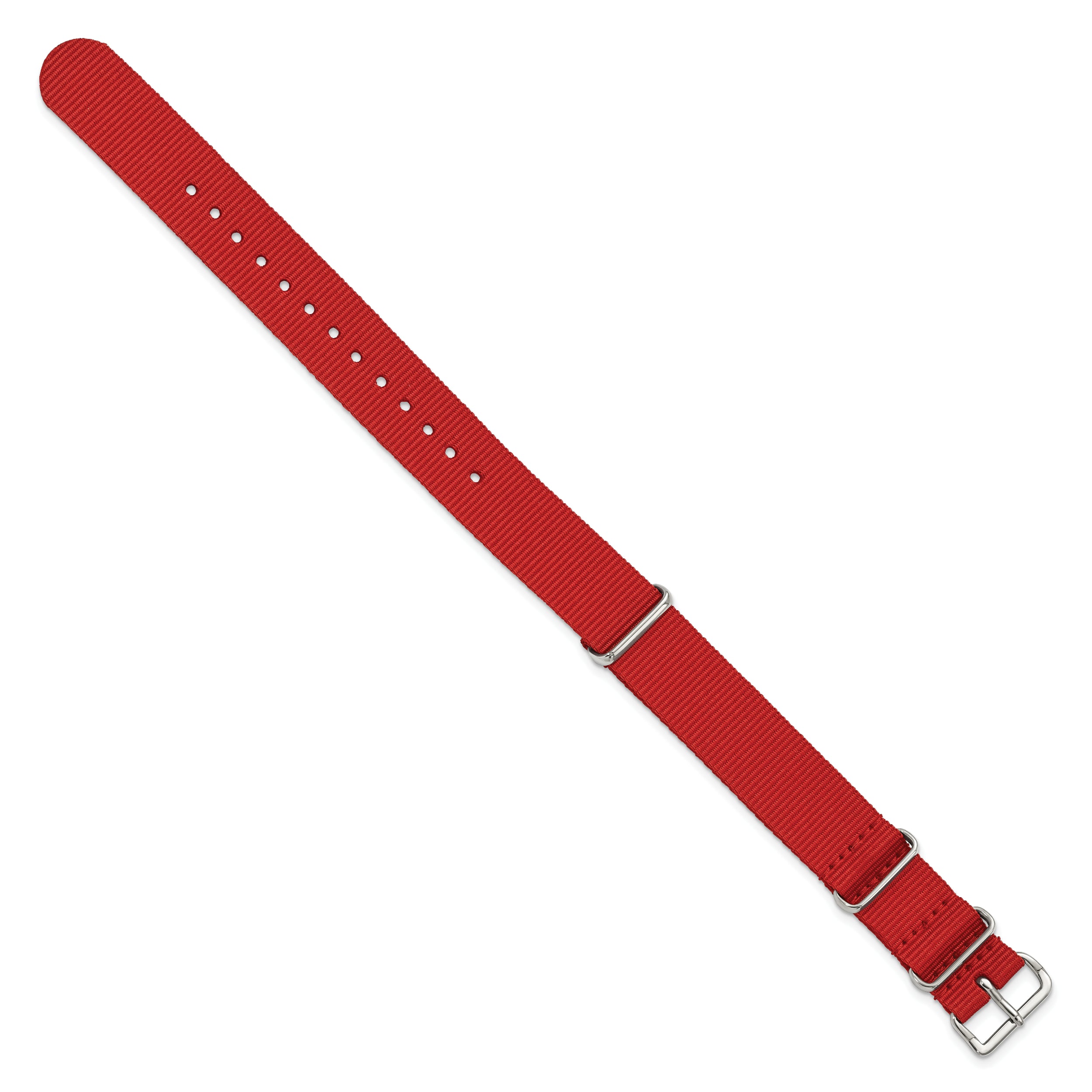 18mm One-Piece Red Military Ballistic G10 Nylon with Silver-tone Buckle 10.75 inch Watch Band