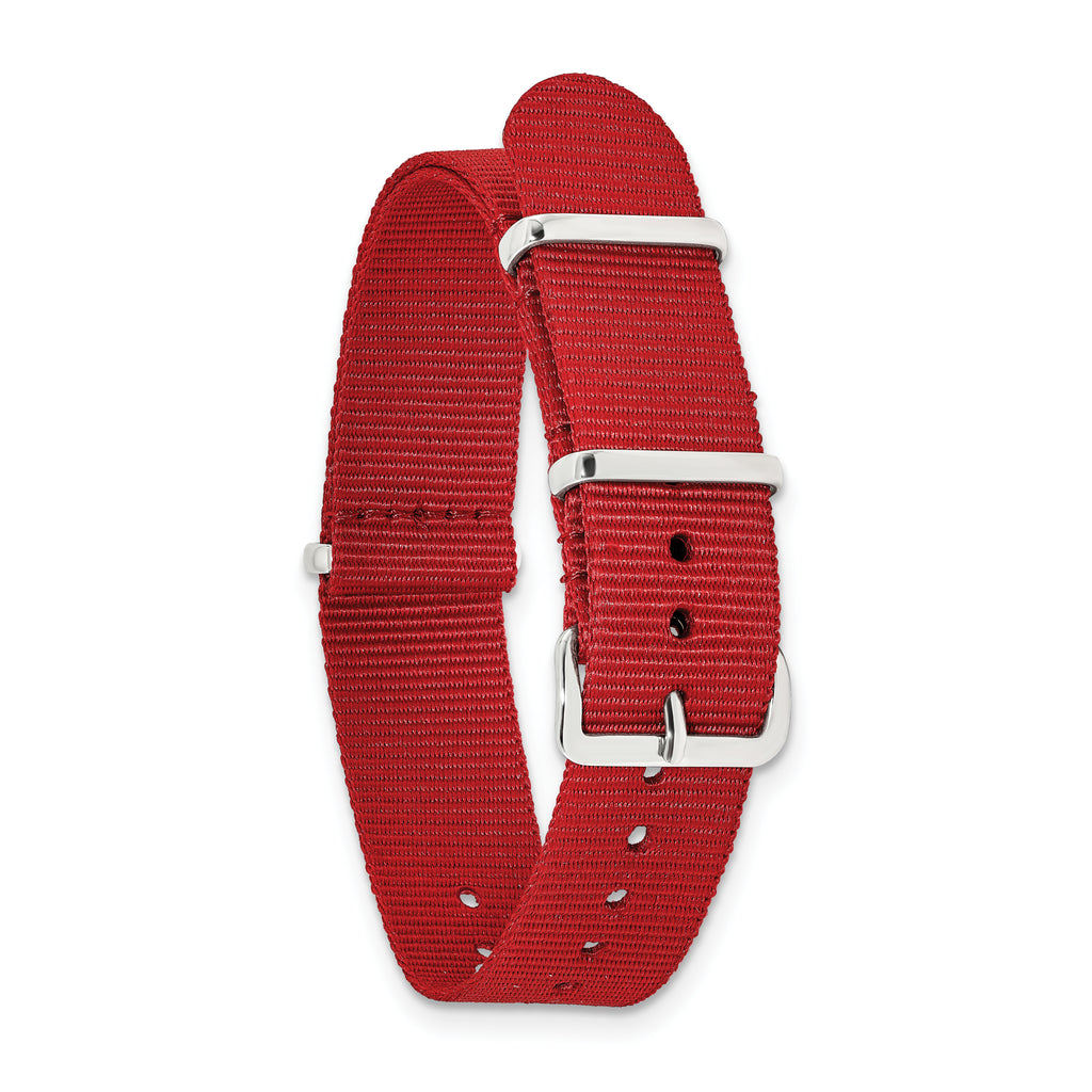 DeBeer 18mm One-Piece Red Military Ballistic G10 Nylon with Silver-tone Buckle 10.75 - Sophia Jewelers