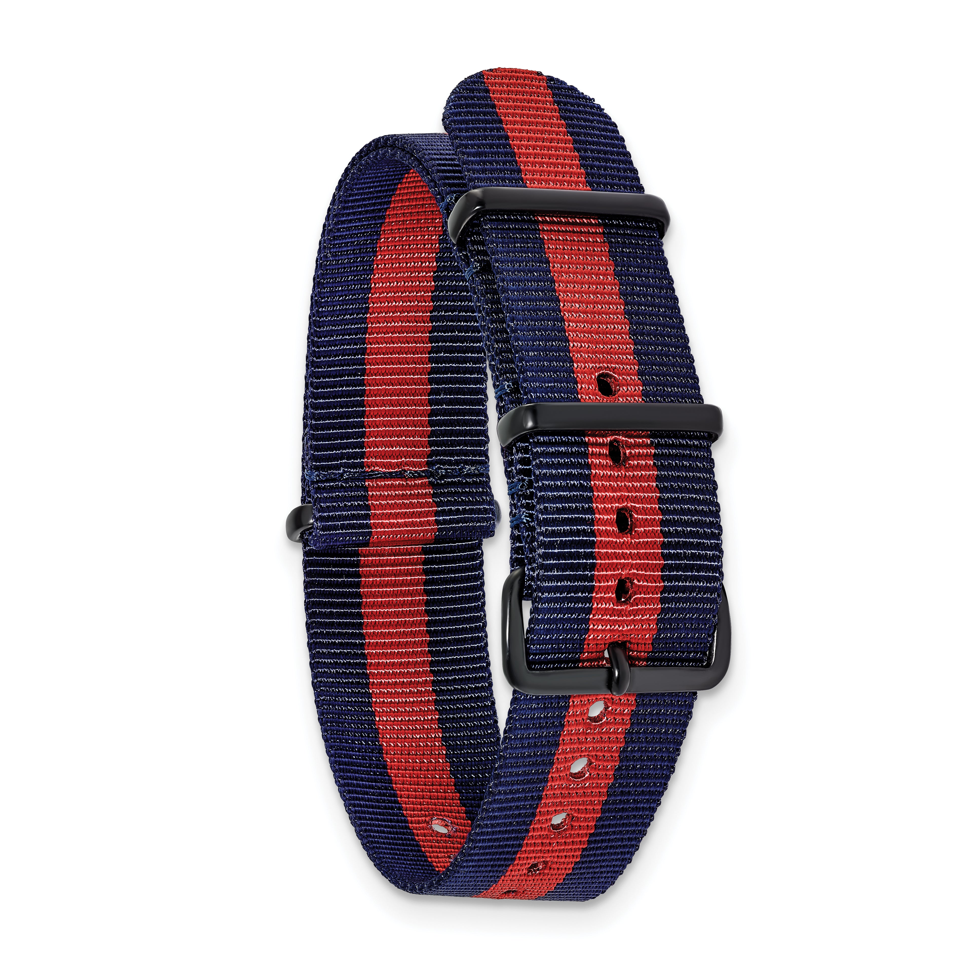 DeBeer 22mm One-Piece Navy with Red Stripe Military Ballistic G10 Nylon with Black PVD-plated Buckle - Sophia Jewelers