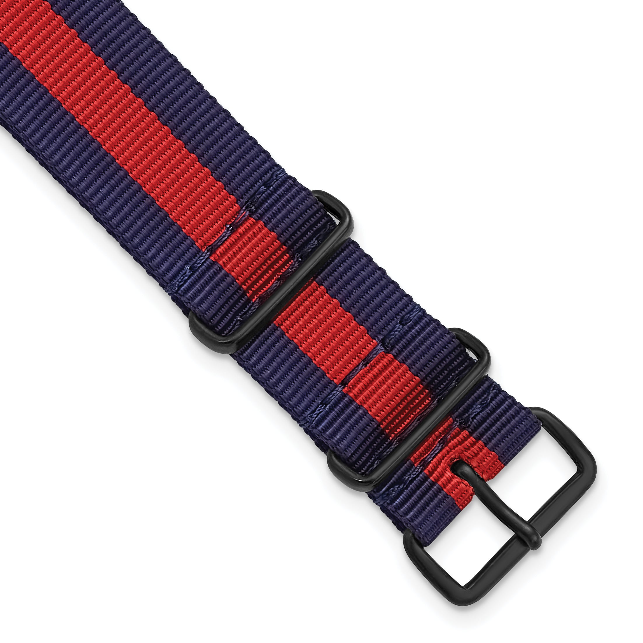 DeBeer 22mm One-Piece Navy with Red Stripe Military Ballistic G10 Nylon with Black PVD-plated Buckle - Sophia Jewelers