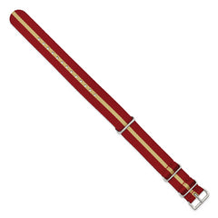 20mm One-Piece Red with Tan Stripe Military Ballistic G10 Nylon with Silver-tone Buckle 10.75 inch Watch Band