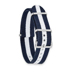 DeBeer 20mm One-Piece Navy with White Stripe Military Ballistic G10 Nylon with Silver-tone Buckle 10 - Sophia Jewelers