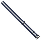 White Stripe Military Nylon Black Watch Band in Fabric - Sophia Jewelers