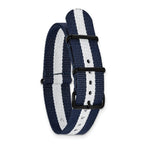 DeBeer 20mm One-Piece Navy with White Stripe Military Ballistic G10 Nylon with Black PVD-plated Buck - Sophia Jewelers