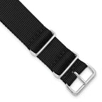 Black Nylon Watch Band with Silver-Tone Buckle