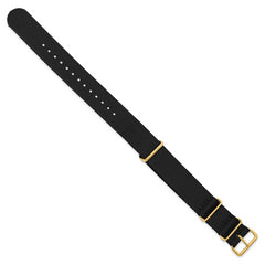 18mm One-Piece Black Military Ballistic G10 Nylon with Gold-tone Buckle 10.75 inch Watch Band