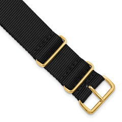18mm One-Piece Black Military Ballistic G10 Nylon with Gold-tone Buckle 10.75 inch Watch Band