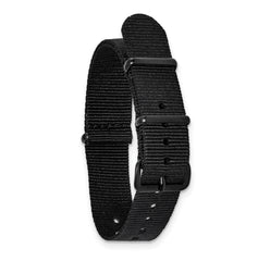 18mm One-Piece Black Military Ballistic G10 Nylon with Black PVD-plated Buckle 10.75 inch Watch Band