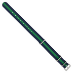 18mm one-Piece Navy with Green Stripe Military Ballistic G10 Nylon with Silver-tone Buckle 10.75 inch Watch Band