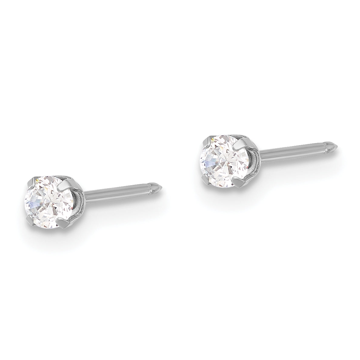 Inverness 14K White Gold 3mm CZ Long Post Earrings Secondary image