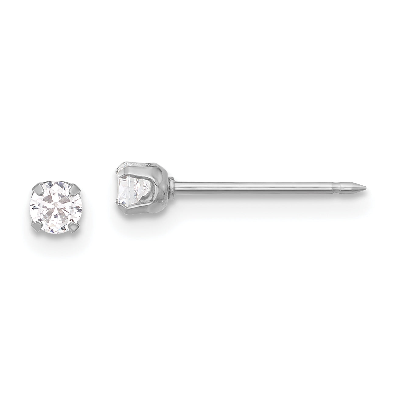 Inverness 14K White Gold 3mm CZ Long Post Earrings Main image