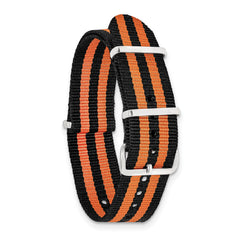 18mm One-Piece Black and Orange Striped Military Ballistic G10 Nylon with Silver-tone Buckle 10.75 inch Watch Band