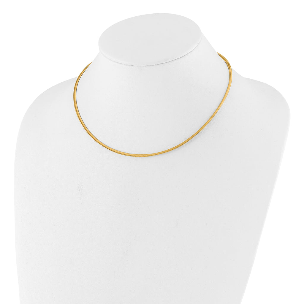 14K Two-Tone 2mm Reversible w/Adj. Chain Omega Necklace