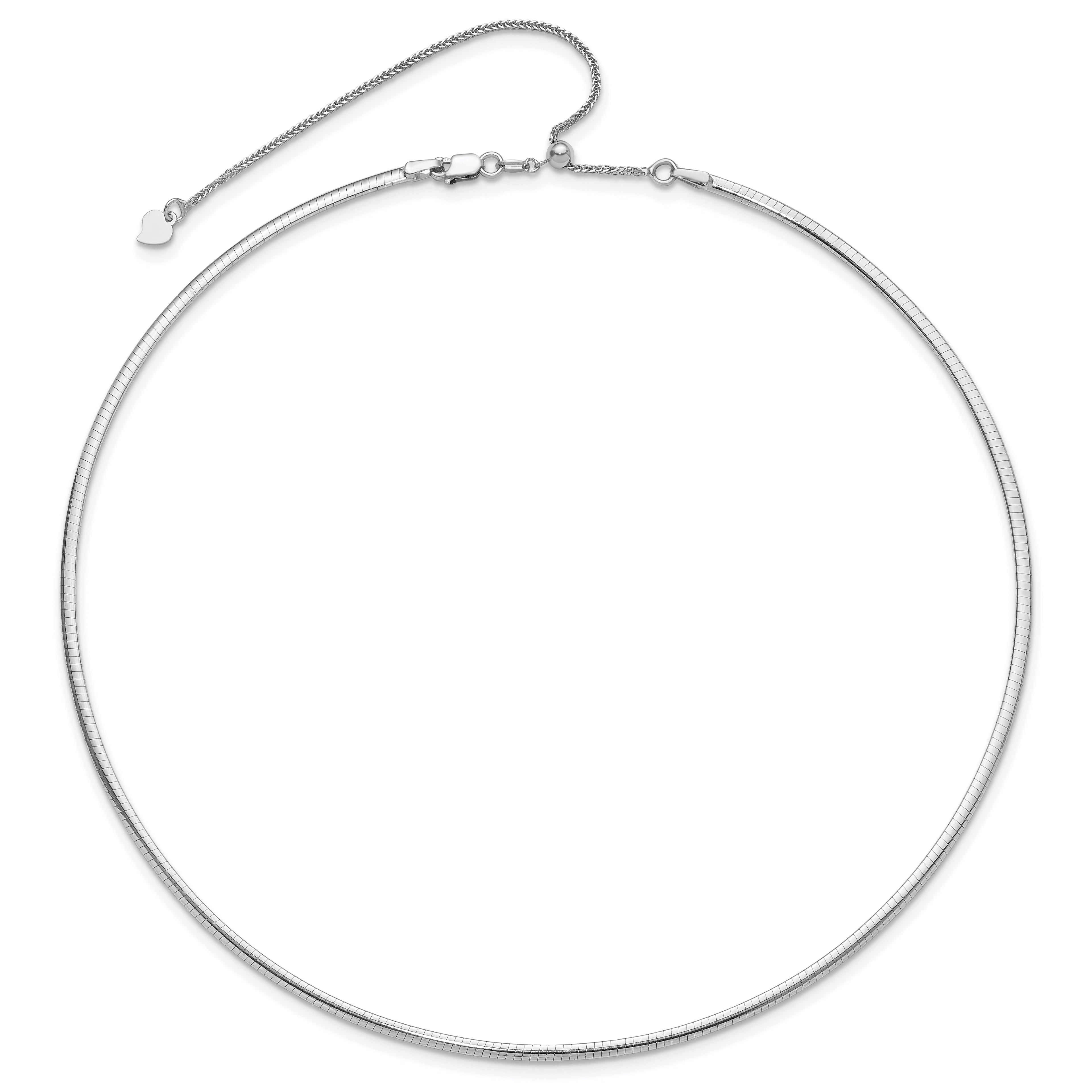 14K Two-Tone 2mm Reversible w/Adj. Chain Omega Necklace