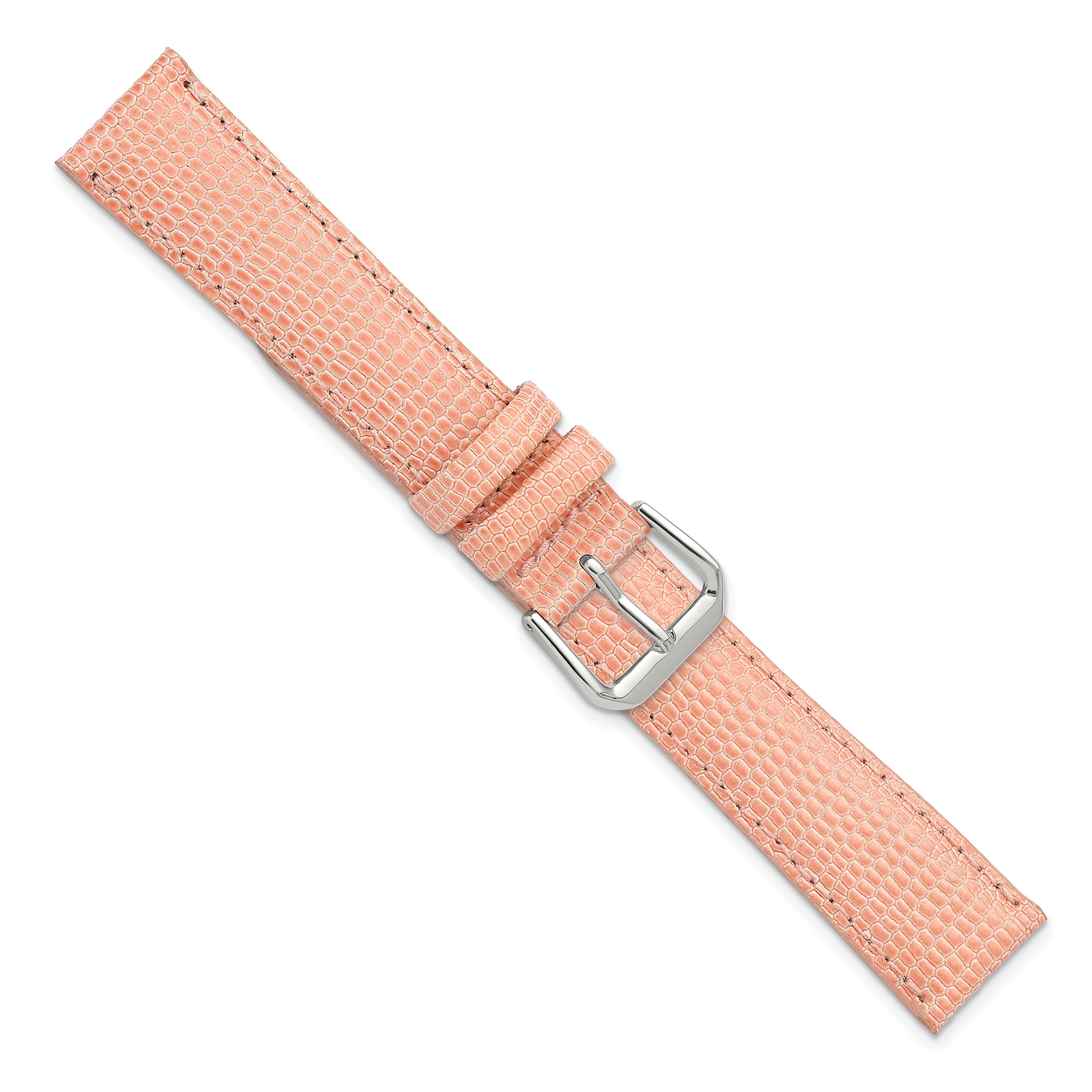 12mm Pink Lizard Grain Leather with Silver-tone Buckle 6.75 inch Watch Band