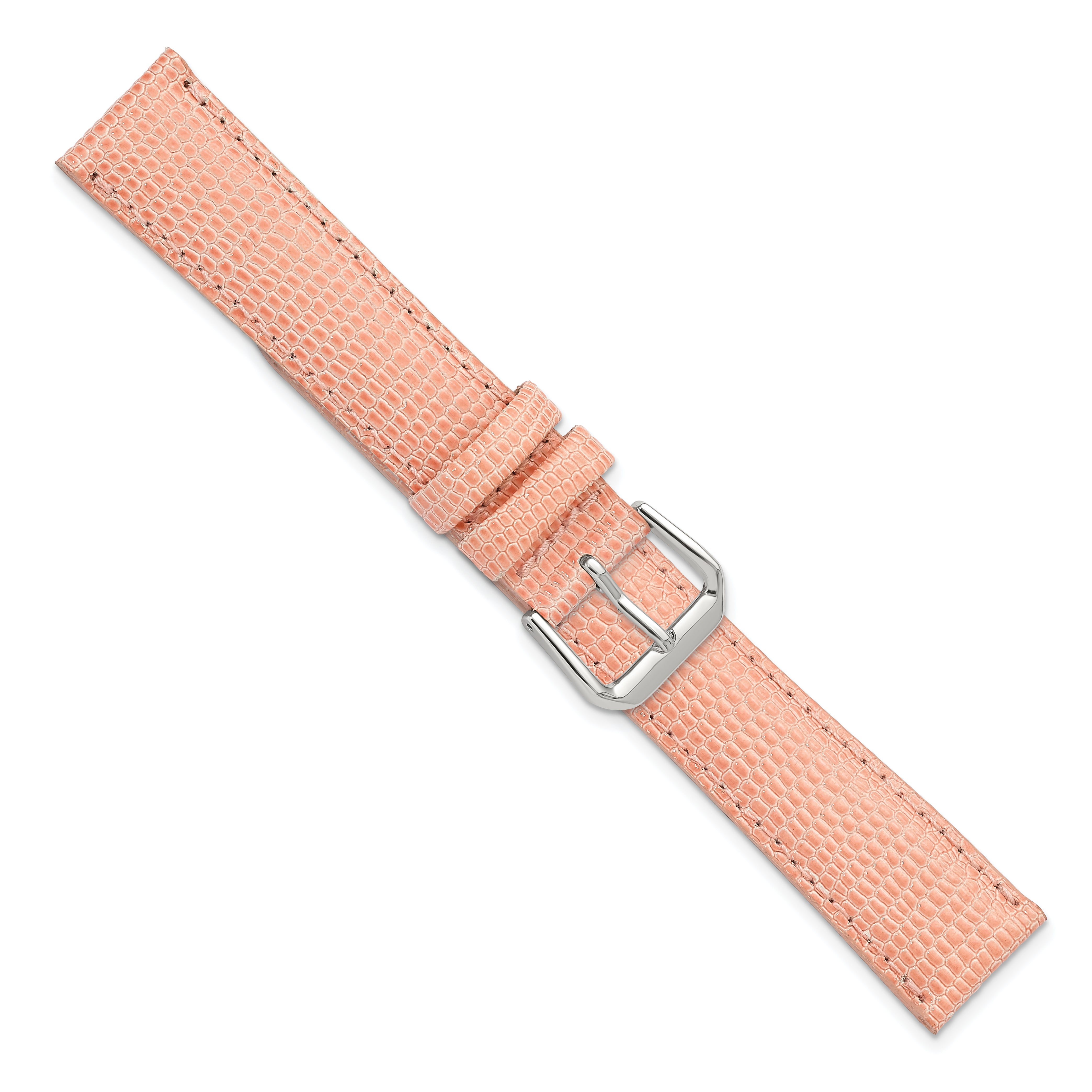 20mm Pink Lizard Grain Leather with Silver-tone Buckle 7.5 inch Watch Band