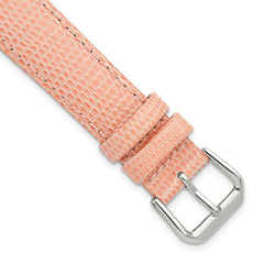20mm Pink Lizard Grain Leather with Silver-tone Buckle 7.5 inch Watch Band