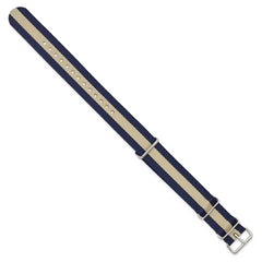 18mm One-Piece Navy with Sand Stripe Military Ballistic G10 Nylon with Silver-tone Buckle 10.75 inch Watch Band
