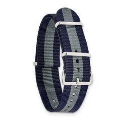 18mm One-Piece Navy with Grey Stripe Military Ballistic G10 Nylon with Silver-tone Buckle 10.75 inch Watch Band