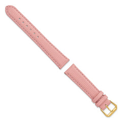 20mm Pink Lizard Grain Leather with Gold-tone Buckle 7.5 inch Watch Band