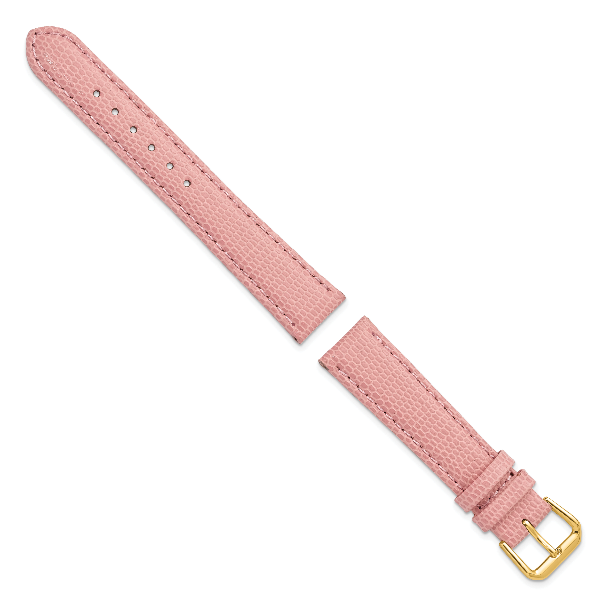 12mm Pink Lizard Grain Leather with Gold-tone Buckle 6.75 inch Watch Band