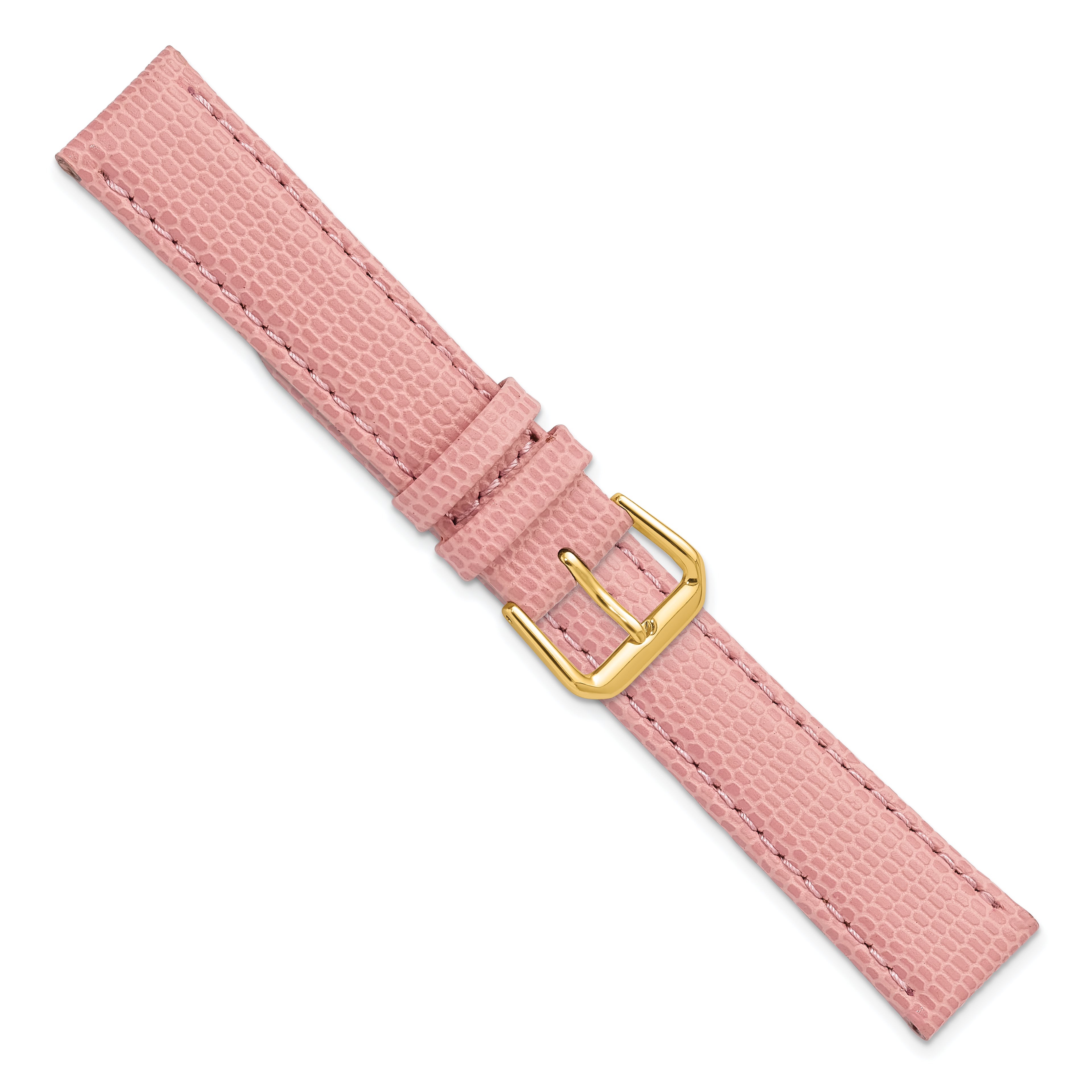 12mm Pink Lizard Grain Leather with Gold-tone Buckle 6.75 inch Watch Band