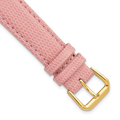 20mm Pink Lizard Grain Leather with Gold-tone Buckle 7.5 inch Watch Band