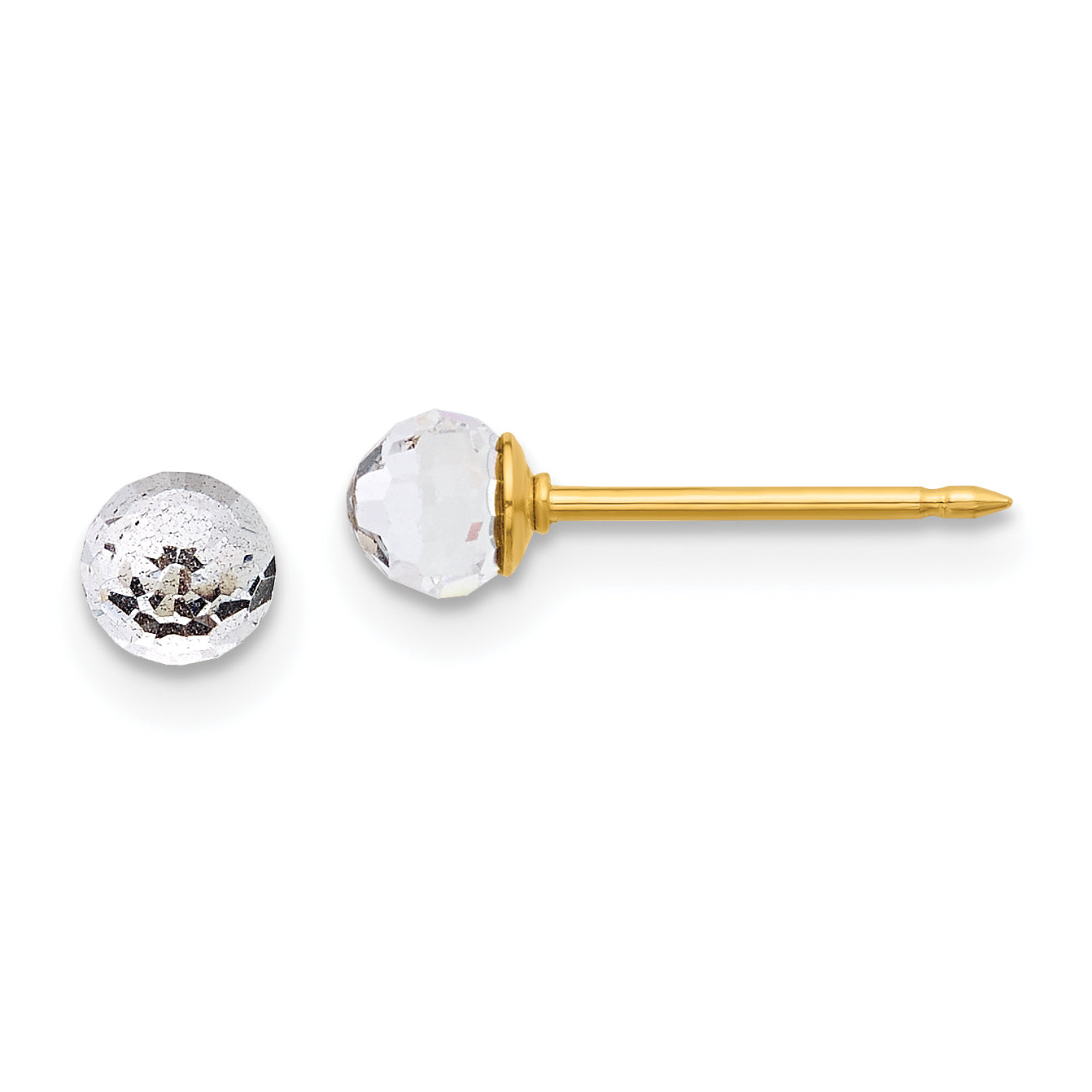 Inverness 14K Polished 4mm Crystal Faceted Ball Post Earrings Main image