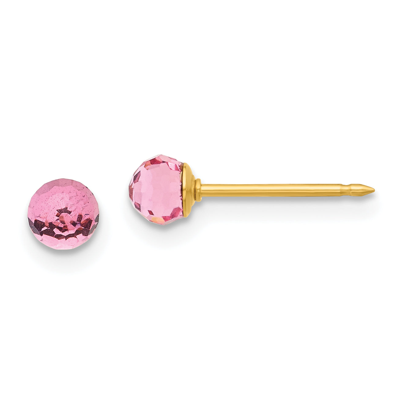 Inverness 14K Polished 4mm Pink Crystal Faceted Ball Earrings Main image