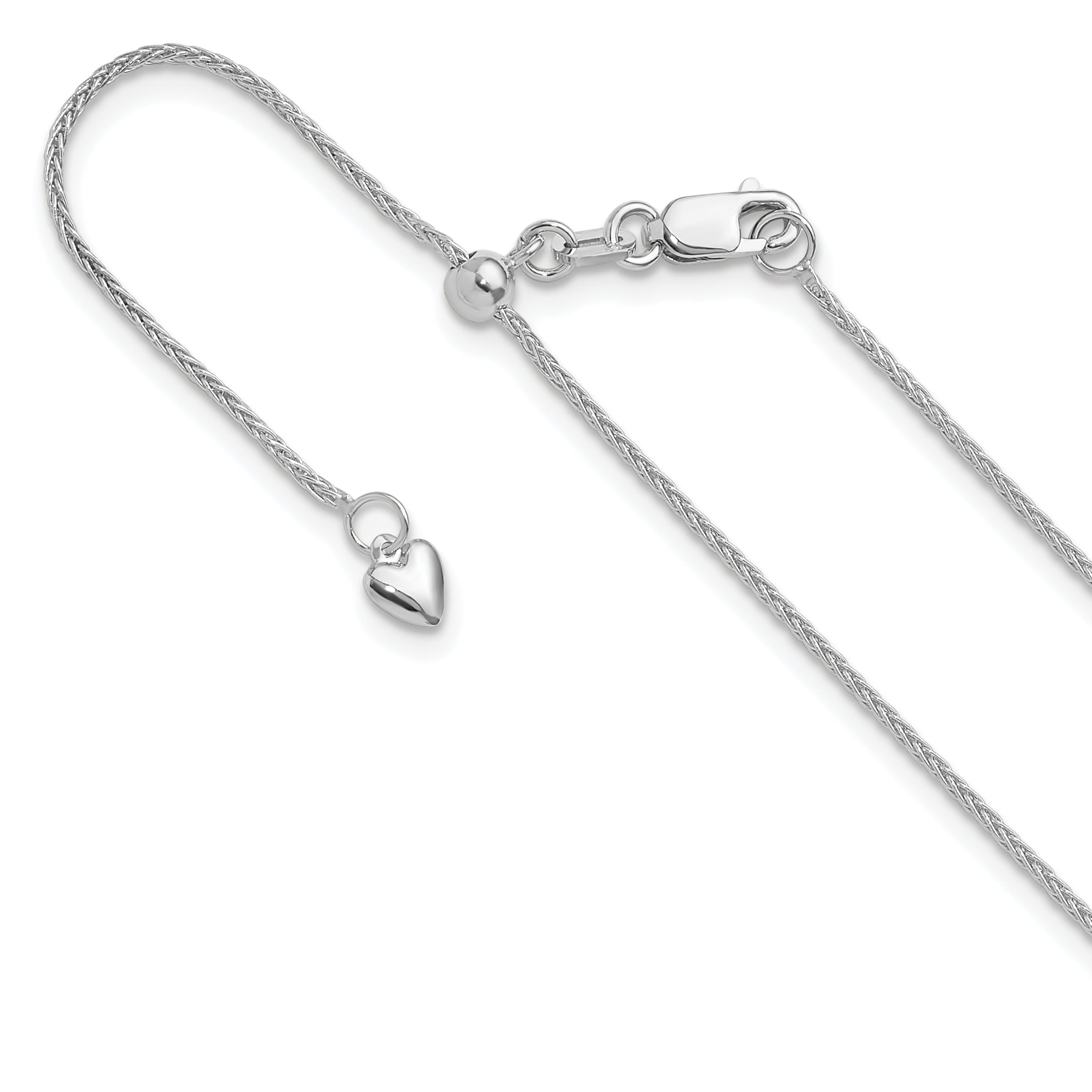 14K White Gold Adjustable 1mm Wheat Chain Main image