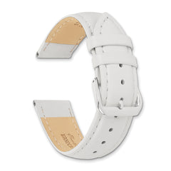 22mm White Smooth Leather Chronograph with Silver-tone Buckle 7.5 inch Watch Band