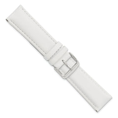 22mm White Smooth Leather Chronograph with Silver-tone Buckle 7.5 inch Watch Band