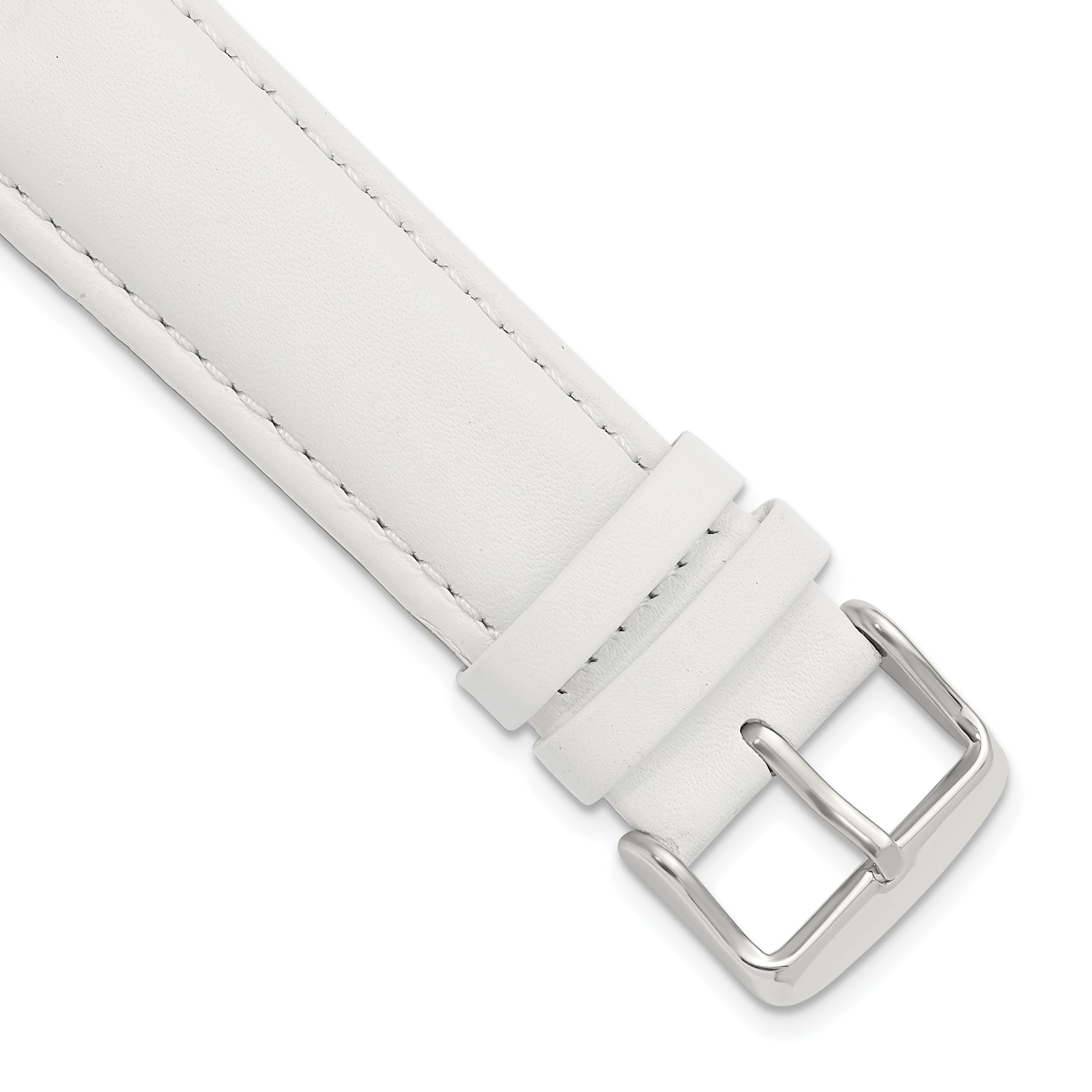 22mm White Smooth Leather Chronograph with Silver-tone Buckle 7.5 inch Watch Band Main image