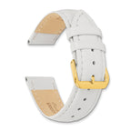 22mm White Smooth Leather Chronograph with Gold-tone Buckle 7.5 inch Watch Band