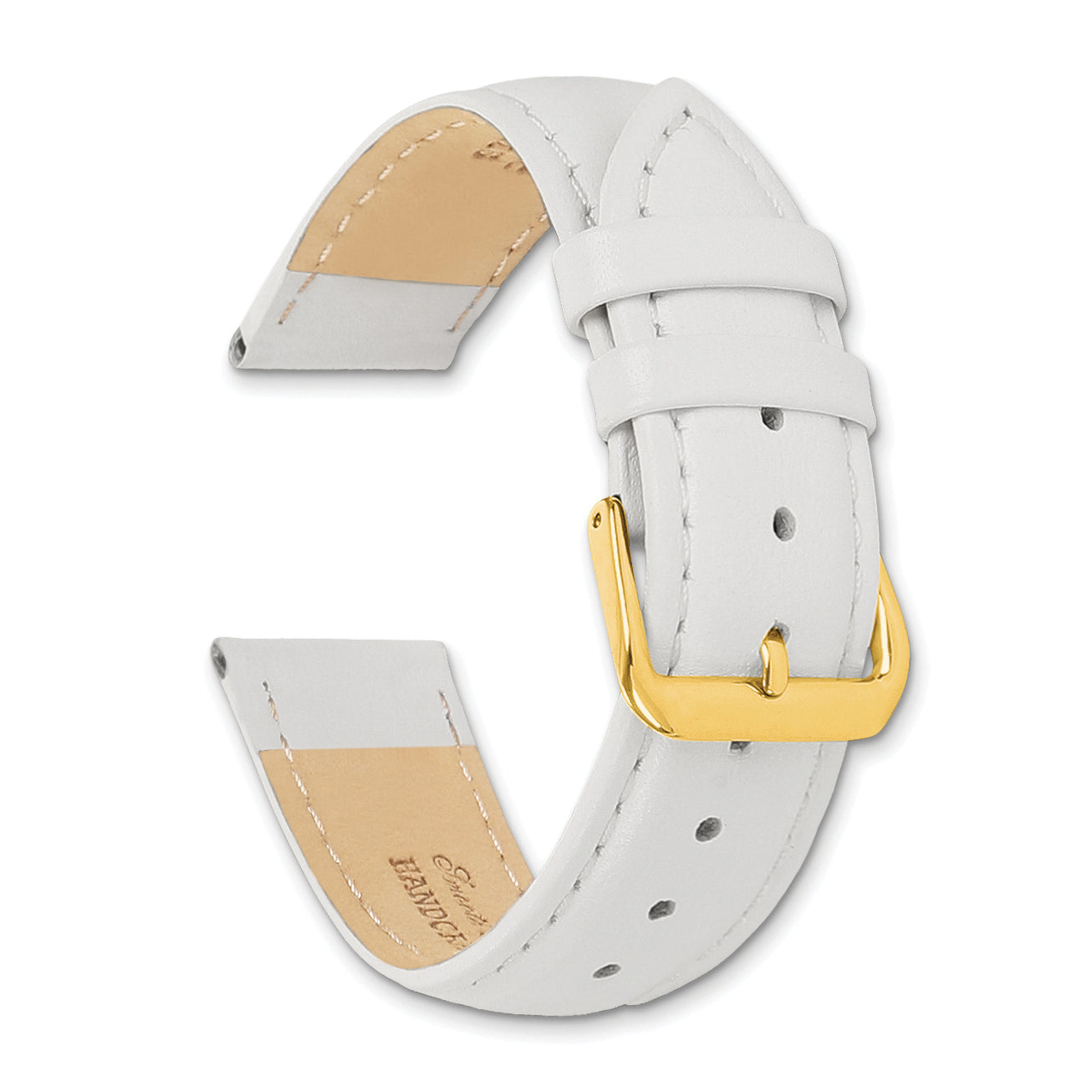 22mm White Smooth Leather Chronograph with Gold-tone Buckle 7.5 inch Watch Band