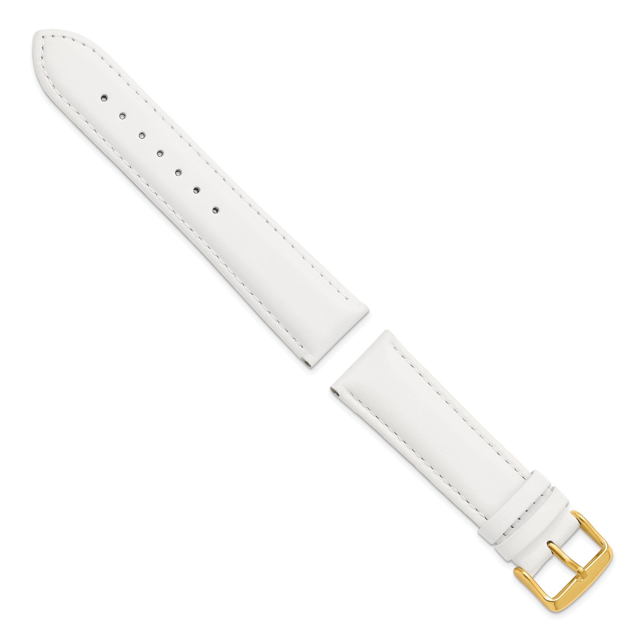 26mm White Smooth Leather Chronograph with Gold-tone Buckle 7.5 inch Watch Band