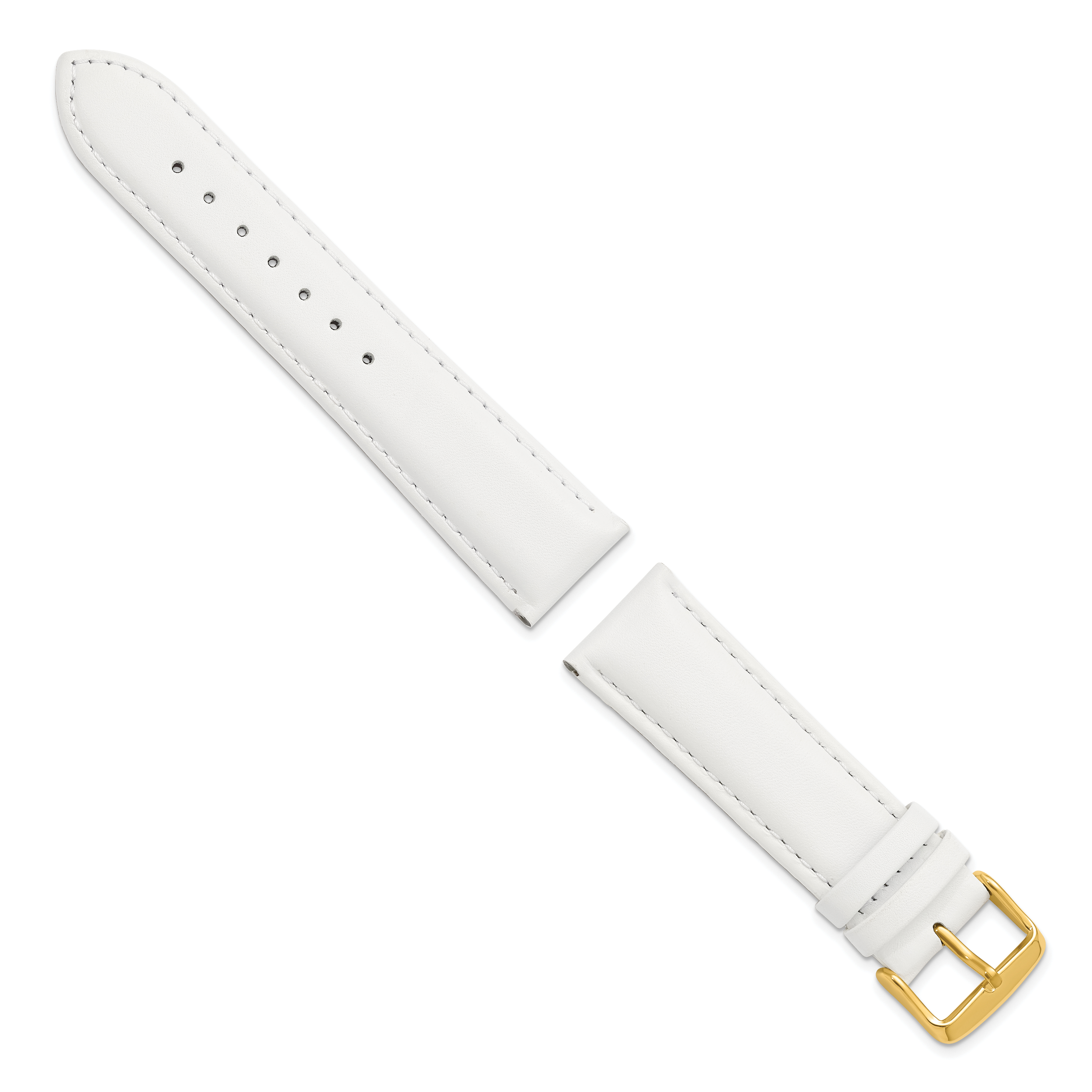 Smooth Leather Watch Band in White with Gold-Tone Buckle, 22mm Secondary image