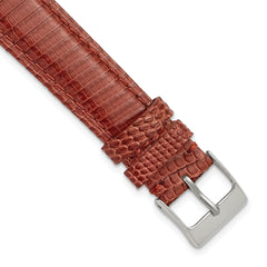 19mm Long Havana Genuine Lizard Leather with Silver-tone Buckle 8.5 inch Watch Band