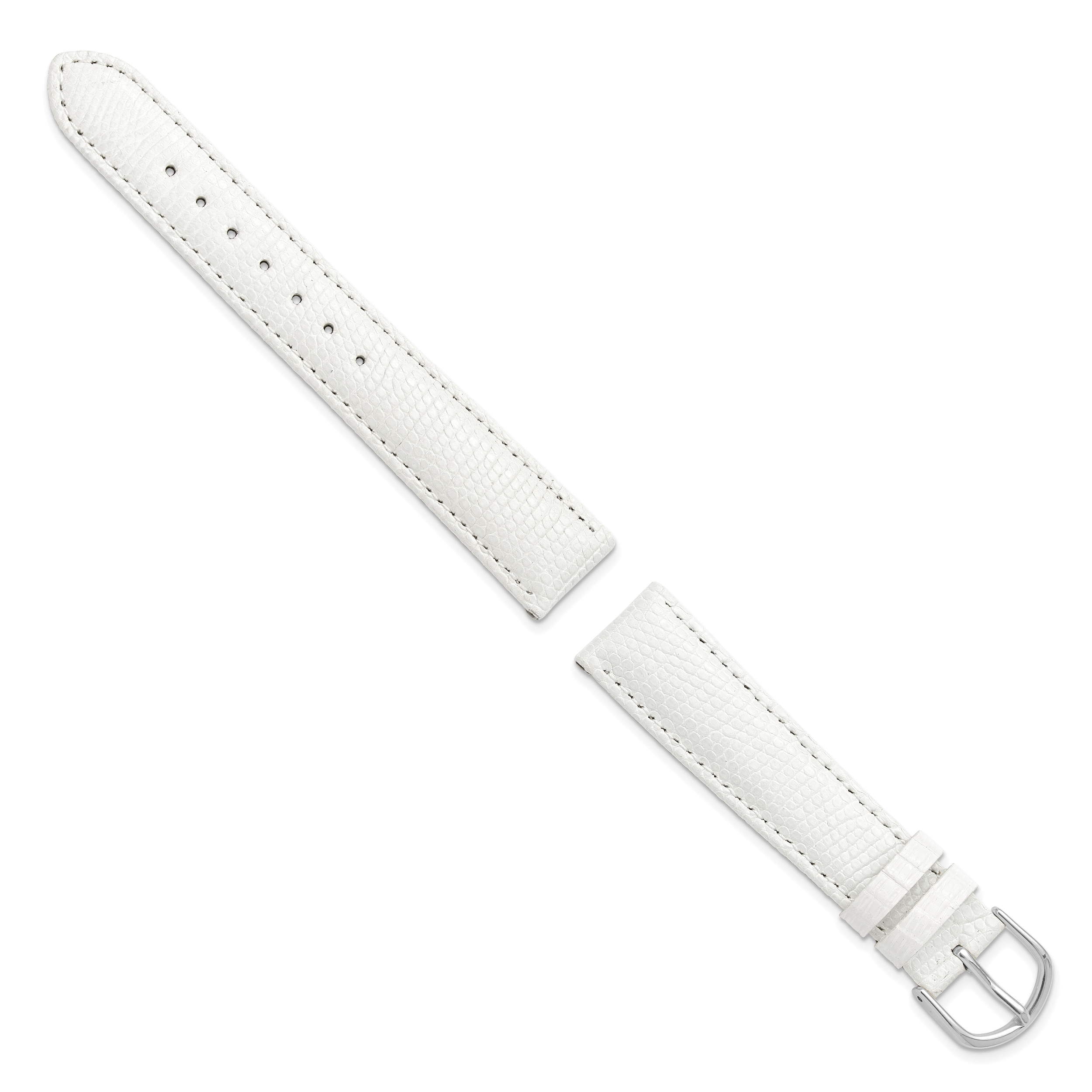 20mm White Genuine Lizard Leather with Silver-tone Buckle 7.5 inch Watch Band Secondary image