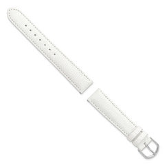 16mm Short White Genuine Lizard Leather with Silver-tone Buckle 6.75 inch Watch Band