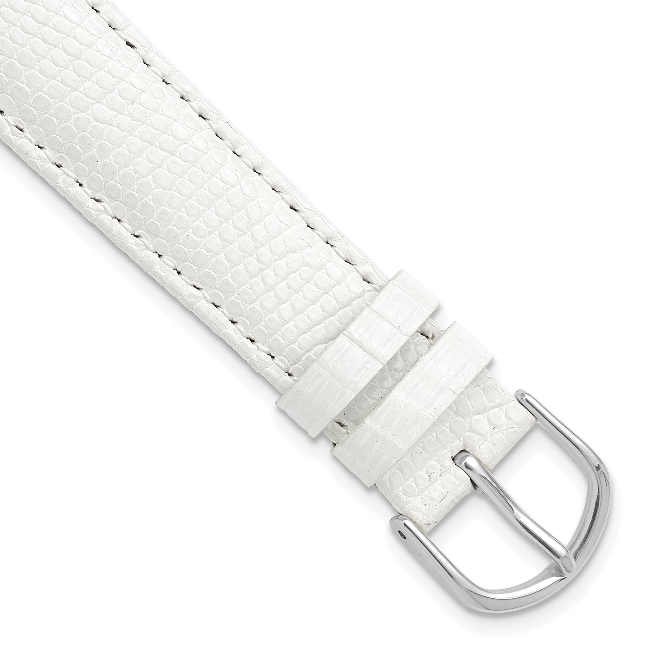 20mm White Genuine Lizard Leather with Silver-tone Buckle 7.5 inch Watch Band Main image