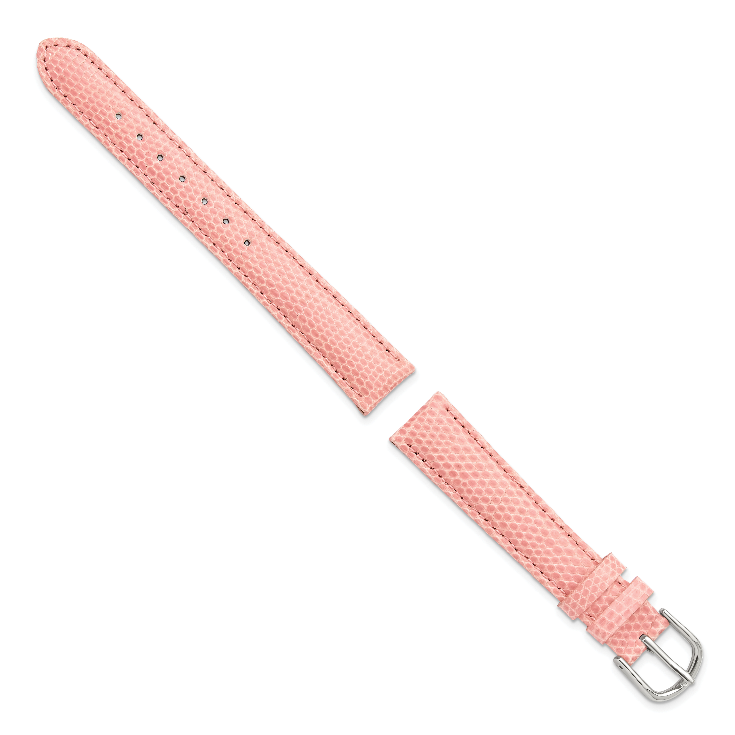 Lizard-Grain Leather Watch Band with Silver-Tone Buckle
